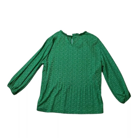 ADRIANNA PAPELL Printed 3/4 Sleeve Blouse Green W Black & White Spots - Picture 4 of 8